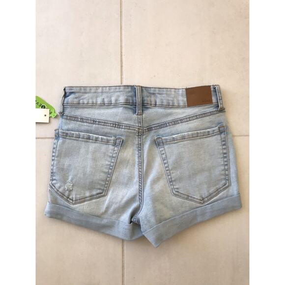 Aero Shorts Denim Jean Cuffed High Waist Distressed Stretchy - Picture 6 of 9